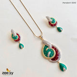 Pendant-0010 Green & Red Pendant - Zeesy Jewellery Pakistan | Premium Artificial & Imitation Jewellery