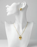 Chic Gold Puffed Heart Pendant Pendant - Zeesy Jewellery Pakistan | Premium Artificial & Imitation Jewellery