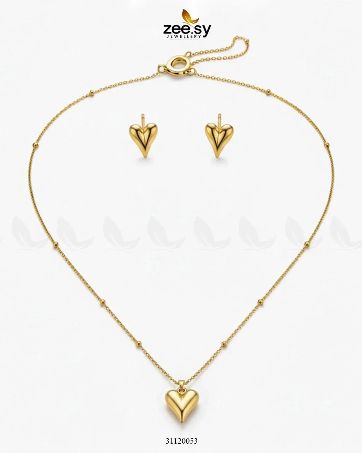 Chic Gold Puffed Heart Pendant Pendant - Zeesy Jewellery Pakistan | Premium Artificial & Imitation Jewellery