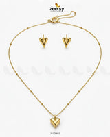 Chic Gold Puffed Heart Pendant Pendant - Zeesy Jewellery Pakistan | Premium Artificial & Imitation Jewellery