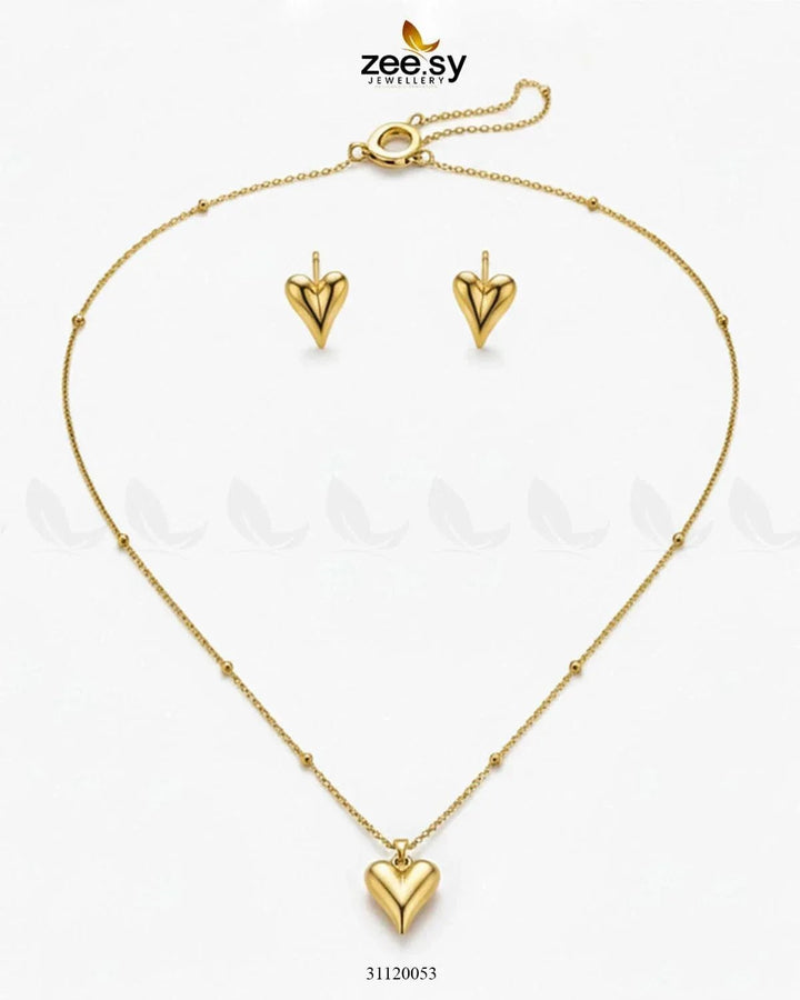 Chic Gold Puffed Heart Pendant Pendant - Zeesy Jewellery Pakistan | Premium Artificial & Imitation Jewellery