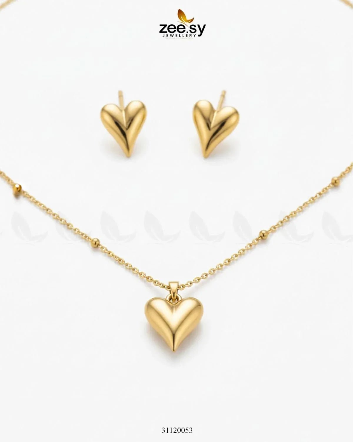 Chic Gold Puffed Heart Pendant Pendant - Zeesy Jewellery Pakistan | Premium Artificial & Imitation Jewellery