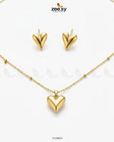 Chic Gold Puffed Heart Pendant Pendant - Zeesy Jewellery Pakistan | Premium Artificial & Imitation Jewellery