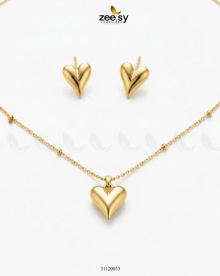 Chic Gold Puffed Heart Pendant Pendant - Zeesy Jewellery Pakistan | Premium Artificial & Imitation Jewellery