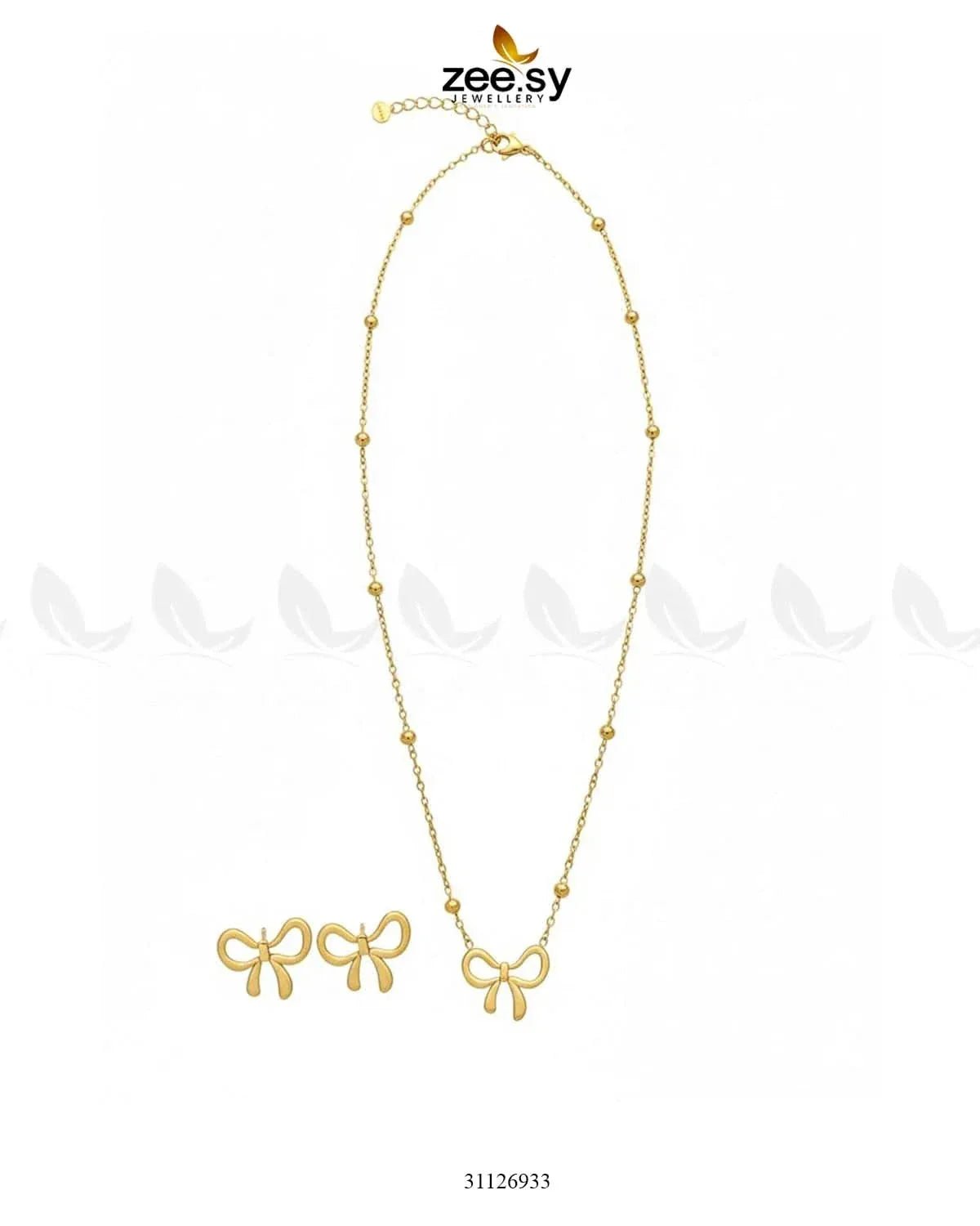 Delicate Ribbon Bow Pendant Set Pendant - Zeesy Jewellery Pakistan | Premium Artificial & Imitation Jewellery