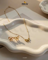 Delicate Ribbon Bow Pendant Set Pendant - Zeesy Jewellery Pakistan | Premium Artificial & Imitation Jewellery
