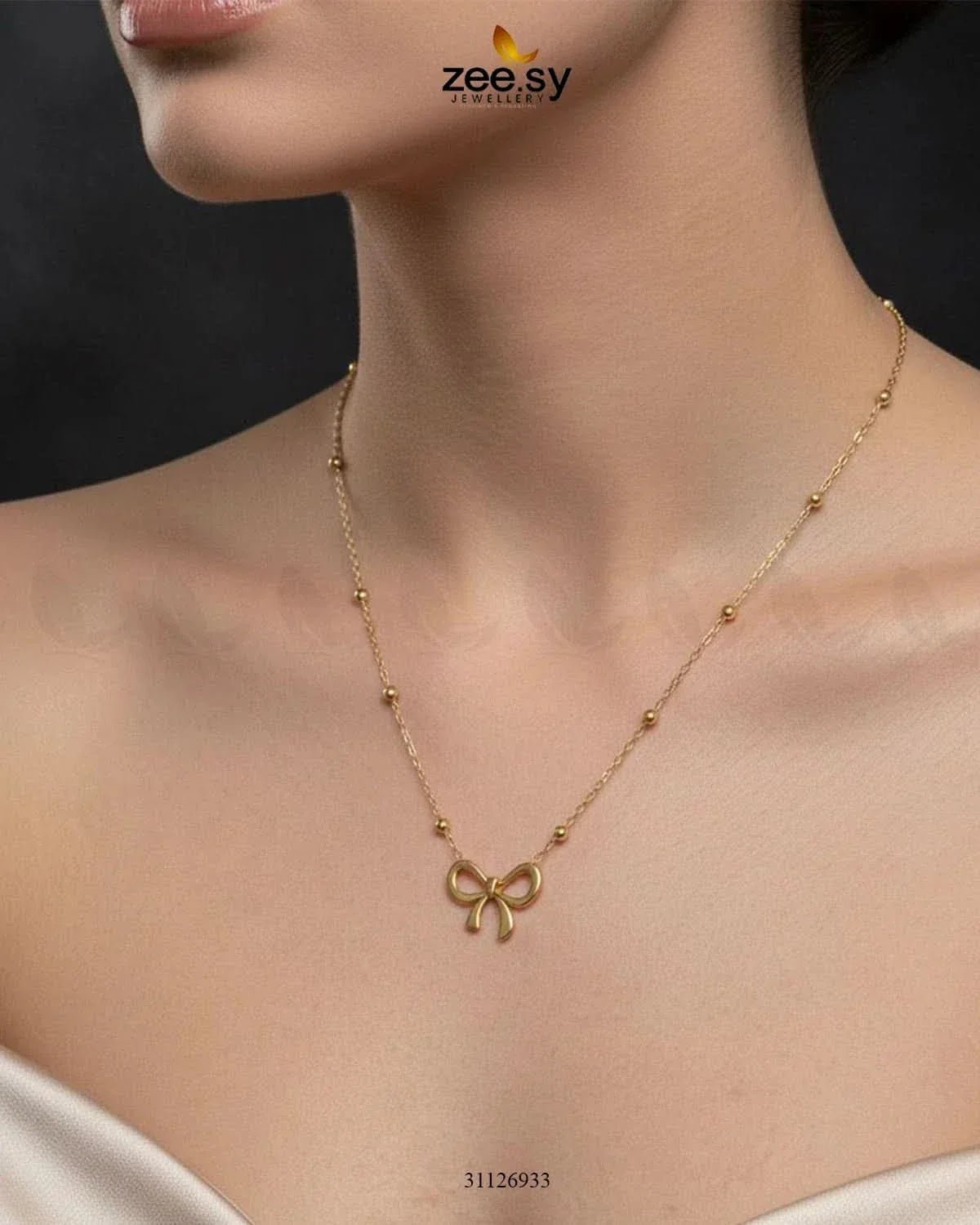 Delicate Ribbon Bow Pendant Set Pendant - Zeesy Jewellery Pakistan | Premium Artificial & Imitation Jewellery