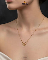 Delicate Ribbon Bow Pendant Set Pendant - Zeesy Jewellery Pakistan | Premium Artificial & Imitation Jewellery