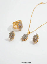 Rosette Cluster Ring Pendant Set - Zeesy.pk