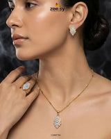 Rosette Cluster Ring Pendant Set - Zeesy.pk