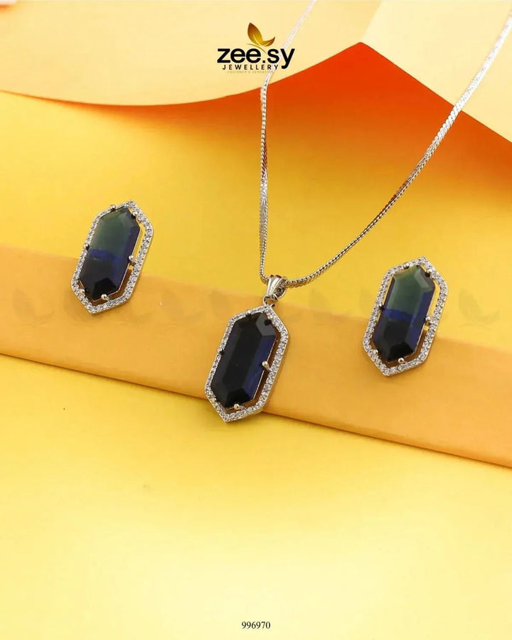 Jade Pendant set Dark Blue Pendant - Zeesy Jewellery Pakistan | Premium Artificial & Imitation Jewellery