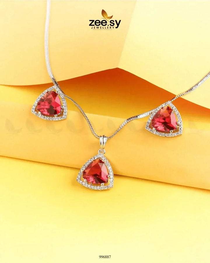 Triad Pendant Set Fuchsia Pendant - Zeesy Jewellery Pakistan | Premium Artificial & Imitation Jewellery