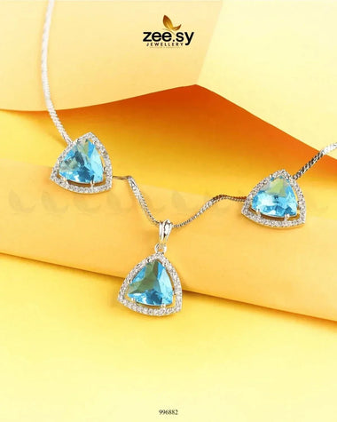 Triad Pendant Set Ocean Blue Pendant - Zeesy Jewellery Pakistan | Premium Artificial & Imitation Jewellery