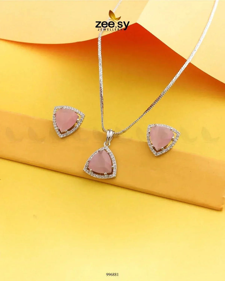 Triad Pendant Set Mint pink Pendant - Zeesy Jewellery Pakistan | Premium Artificial & Imitation Jewellery