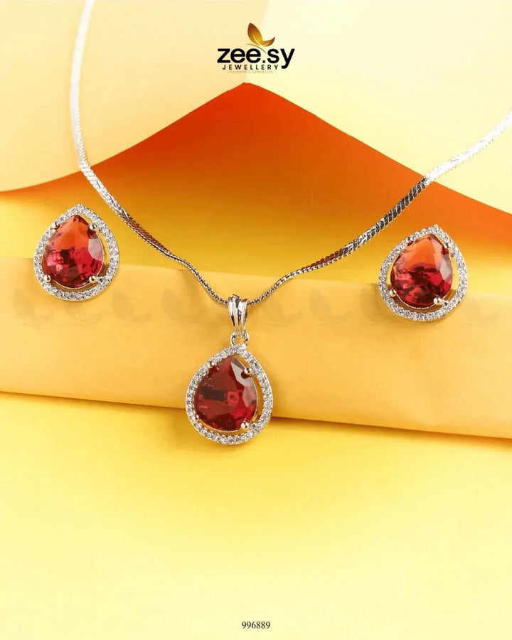 Tranquil Pendant Set Fuchsia Pendant - Zeesy Jewellery Pakistan | Premium Artificial & Imitation Jewellery