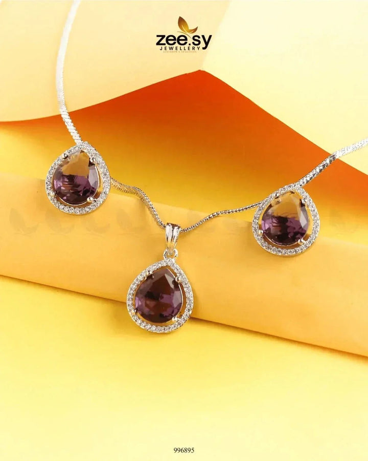 Tranquil Pendant Set Purple Pendant - Zeesy Jewellery Pakistan | Premium Artificial & Imitation Jewellery