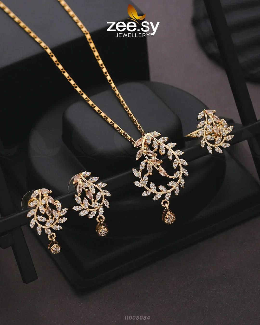 PENDANT-0047 Golden Champagne Pendant - Zeesy Jewellery Pakistan | Premium Artificial & Imitation Jewellery