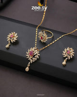 PENDANT-0100 Golden Red Pendant - Zeesy Jewellery Pakistan | Premium Artificial & Imitation Jewellery