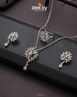 PENDANT-0100 Silver Mint Pink Pendant - Zeesy Jewellery Pakistan | Premium Artificial & Imitation Jewellery