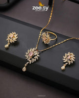 PENDANT-0100 Golden Mint Pink Pendant - Zeesy Jewellery Pakistan | Premium Artificial & Imitation Jewellery