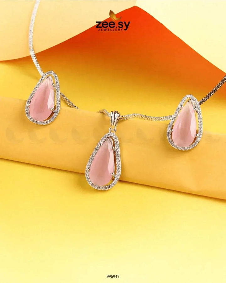 Nova Pendant Set Mint pink Pendant - Zeesy Jewellery Pakistan | Premium Artificial & Imitation Jewellery