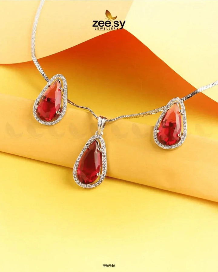 Nova Pendant Set Red Pendant - Zeesy Jewellery Pakistan | Premium Artificial & Imitation Jewellery