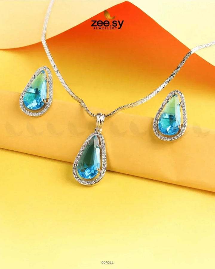 Nova Pendant Set Ocean Blue Pendant - Zeesy Jewellery Pakistan | Premium Artificial & Imitation Jewellery