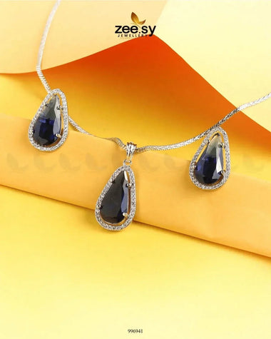 Nova Pendant Set Dark Blue Pendant - Zeesy Jewellery Pakistan | Premium Artificial & Imitation Jewellery
