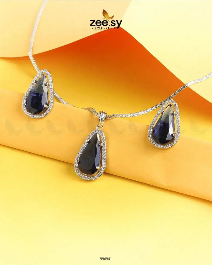 Nova Pendant Set Dark Blue Pendant - Zeesy Jewellery Pakistan | Premium Artificial & Imitation Jewellery