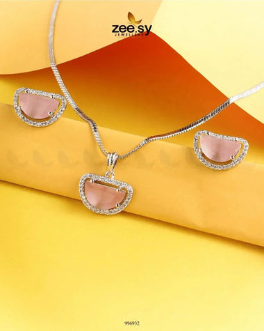 D Pendant Set Mint pink Pendant - Zeesy Jewellery Pakistan | Premium Artificial & Imitation Jewellery