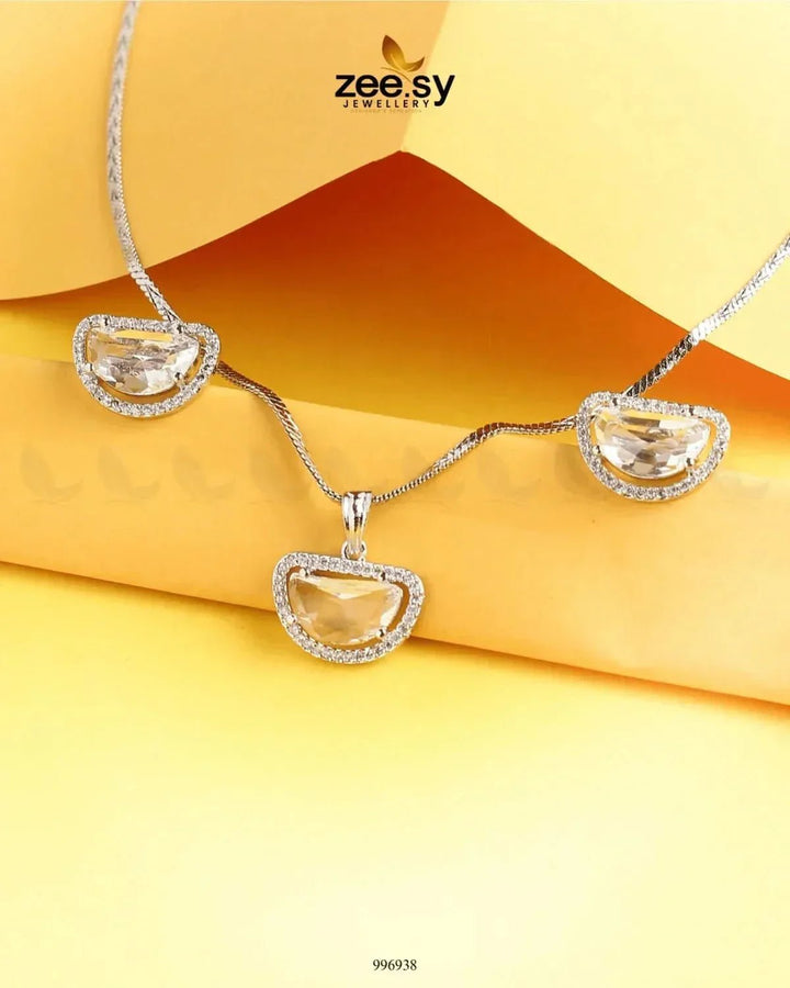 D Pendant Set White Pendant - Zeesy Jewellery Pakistan | Premium Artificial & Imitation Jewellery