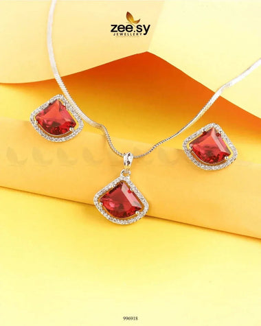 Meissa Pendant Set Red Pendant - Zeesy Jewellery Pakistan | Premium Artificial & Imitation Jewellery