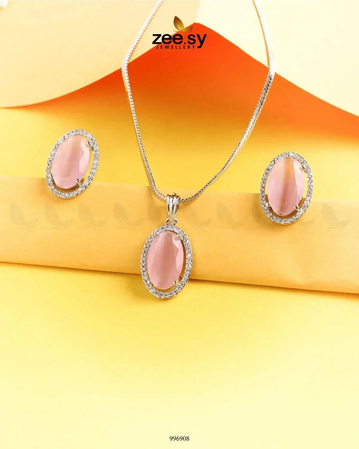 Polaris Pendant Set Mint pink Pendant - Zeesy Jewellery Pakistan | Premium Artificial & Imitation Jewellery