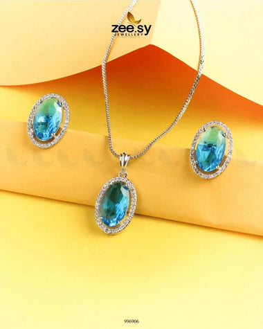 Polaris Pendant Set Ocean Blue Pendant - Zeesy Jewellery Pakistan | Premium Artificial & Imitation Jewellery