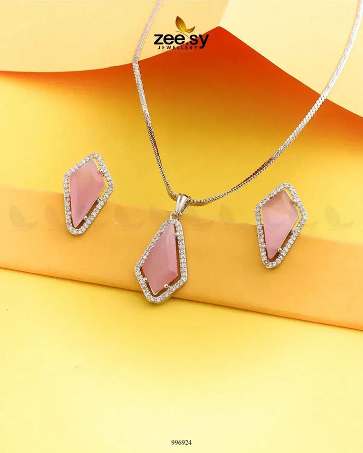 Gladiolus Pendant Set Mint pink Pendant - Zeesy Jewellery Pakistan | Premium Artificial & Imitation Jewellery