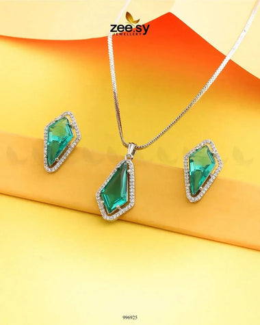 Gladiolus Pendant Set Teal Pendant - Zeesy Jewellery Pakistan | Premium Artificial & Imitation Jewellery