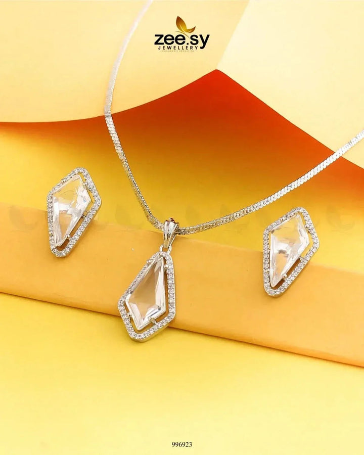 Gladiolus Pendant Set White Pendant - Zeesy Jewellery Pakistan | Premium Artificial & Imitation Jewellery