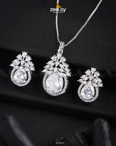 Zara's Pendant Set Sliver White Pendants - Zeesy Jewellery Pakistan | Premium Artificial & Imitation Jewellery