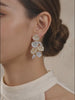 Golden Blossom Cluster Pave Earrings