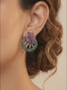 Dainty Floral Gemstone Earrings - Antique