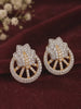 Royal Floral Zircon Earrings - Golden