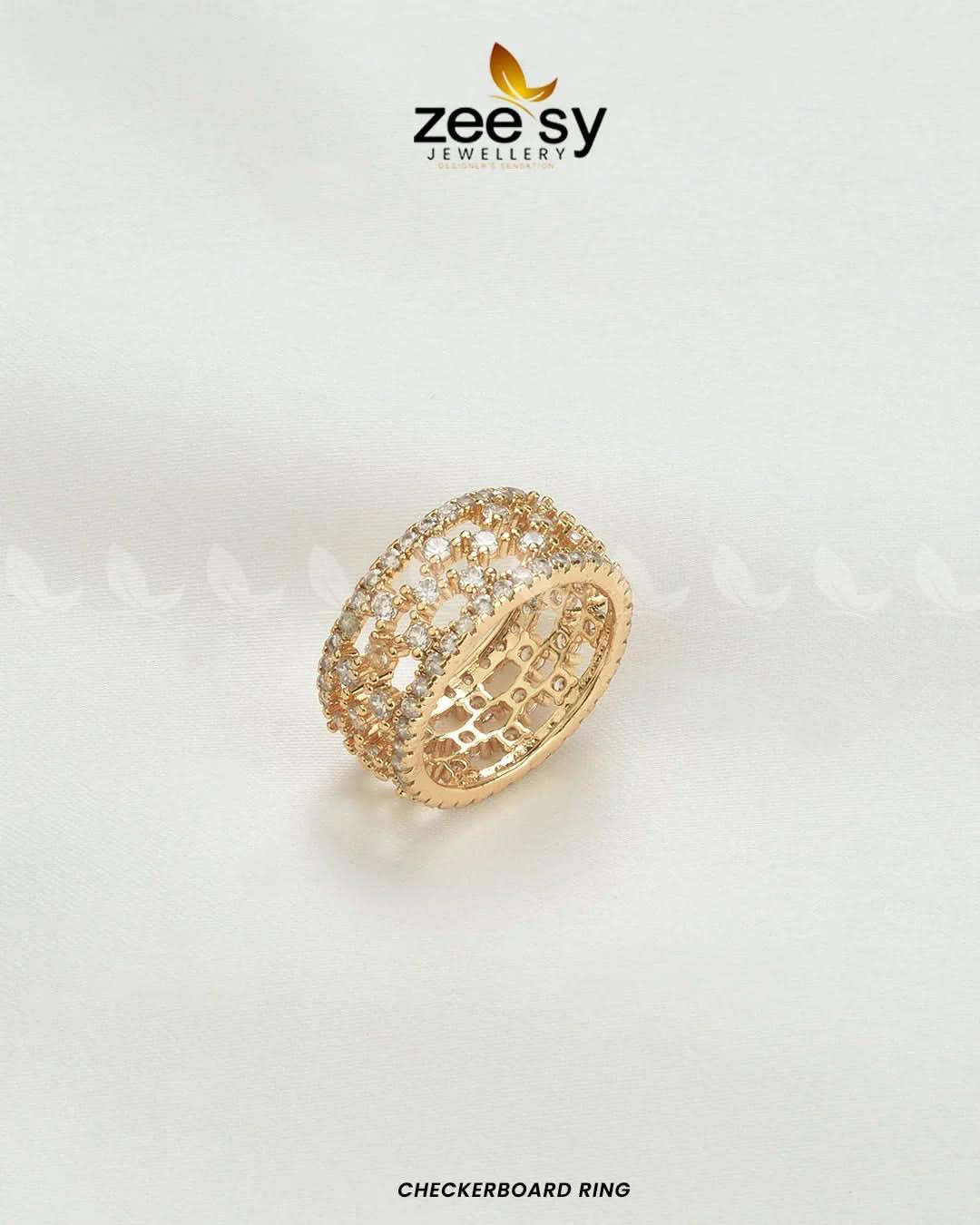 Checkerboard Ring Rings - Zeesy Jewellery Pakistan | Premium Artificial & Imitation Jewellery