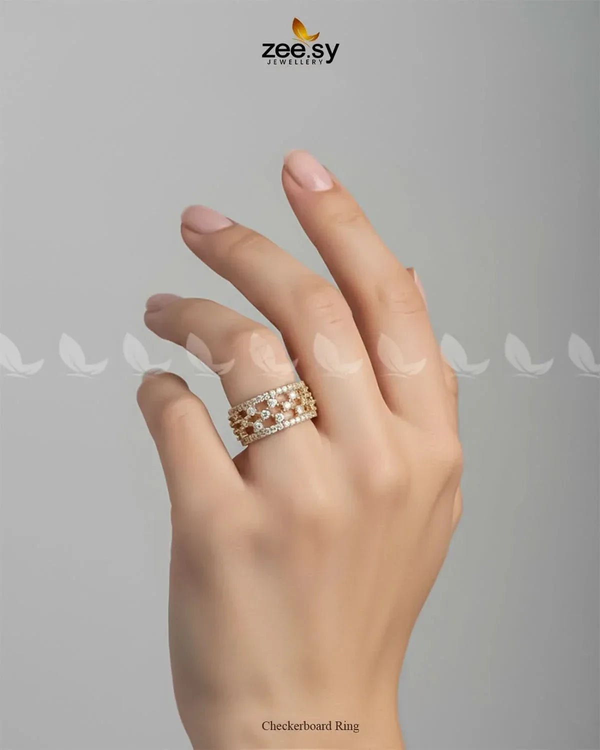 Checkerboard Ring Rings - Zeesy Jewellery Pakistan | Premium Artificial & Imitation Jewellery
