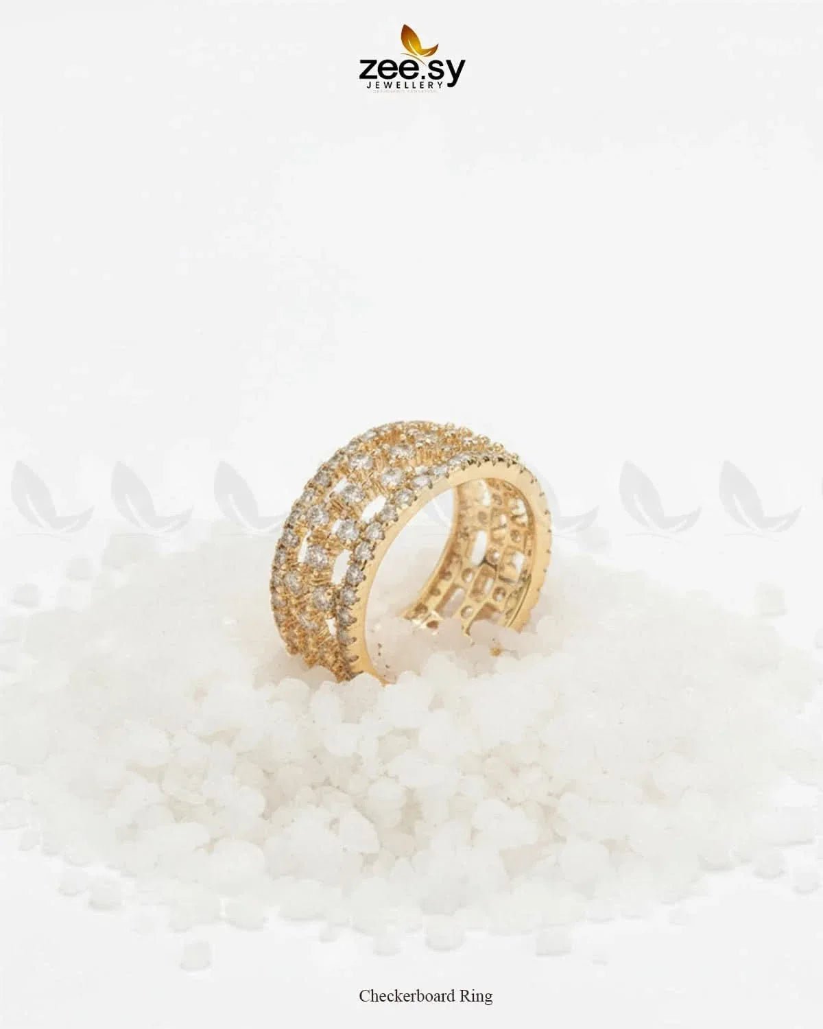 Checkerboard Ring Rings - Zeesy Jewellery Pakistan | Premium Artificial & Imitation Jewellery