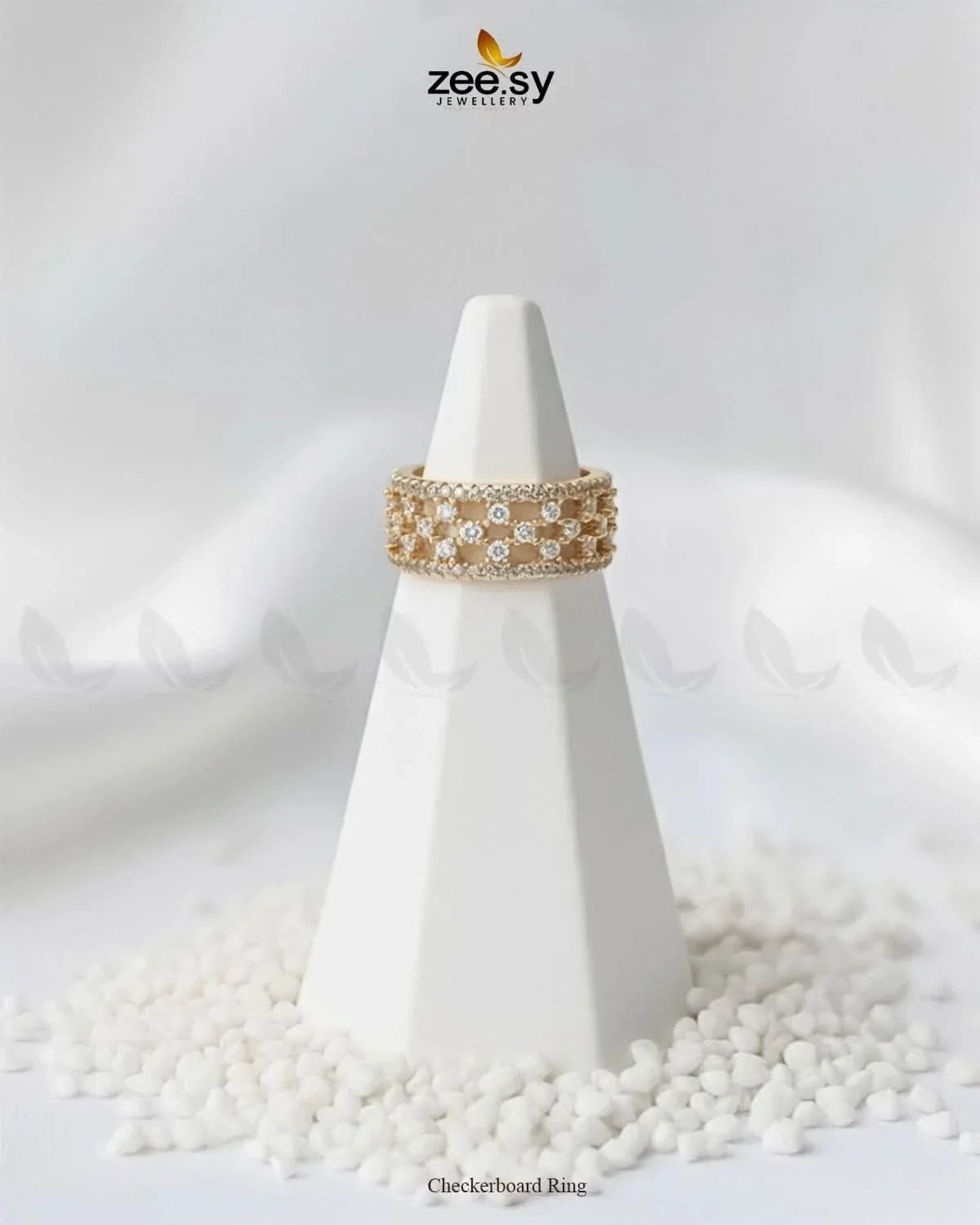 Checkerboard Ring Rings - Zeesy Jewellery Pakistan | Premium Artificial & Imitation Jewellery