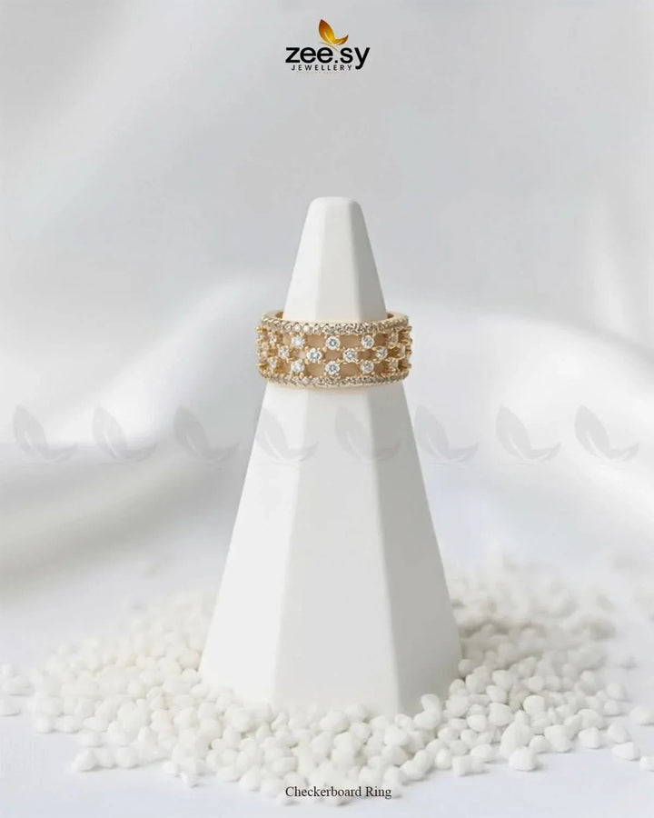 Checkerboard Ring Rings - Zeesy Jewellery Pakistan | Premium Artificial & Imitation Jewellery