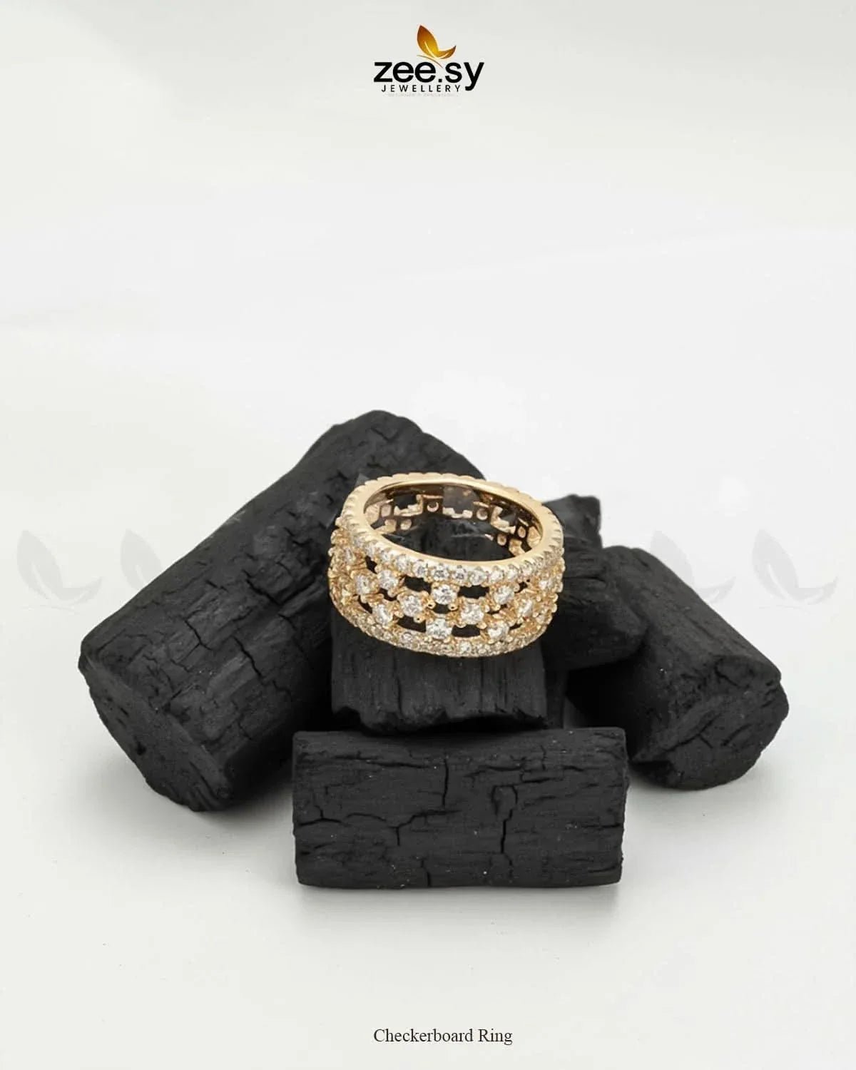 Checkerboard Ring Rings - Zeesy Jewellery Pakistan | Premium Artificial & Imitation Jewellery
