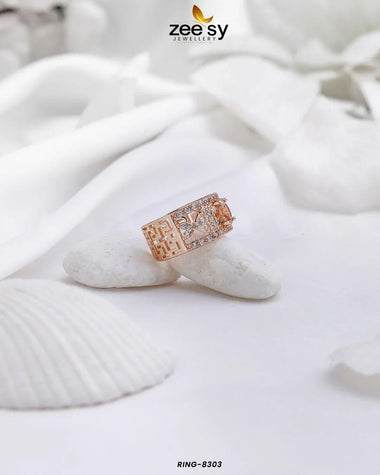 Capucine Stepping Stone Zircon Ring Champagne Finger Ring - Zeesy Jewellery Pakistan | Premium Artificial & Imitation Jewellery