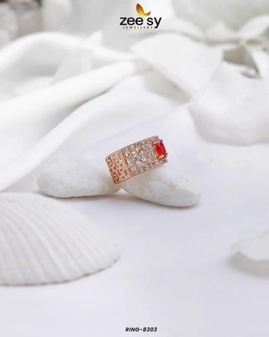Capucine Stepping Stone Zircon Ring Red Finger Ring - Zeesy Jewellery Pakistan | Premium Artificial & Imitation Jewellery