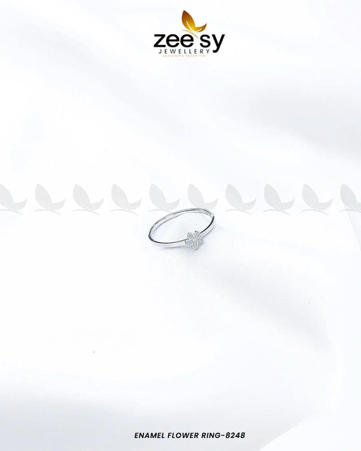 Enamel flower Ring-8248 Silver White Rings - Zeesy Jewellery Pakistan | Premium Artificial & Imitation Jewellery